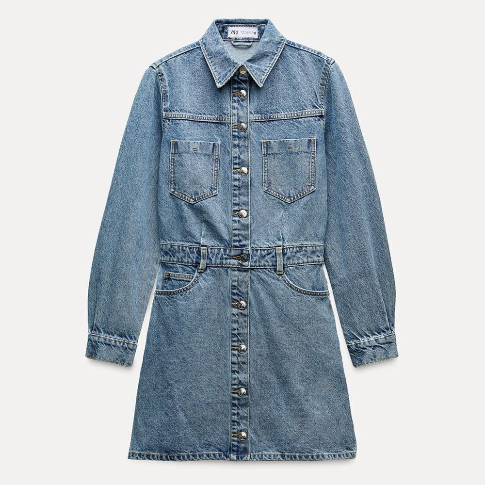Zara Z 1975 Denim mini dress 100% cotton - Picture 2 of 5